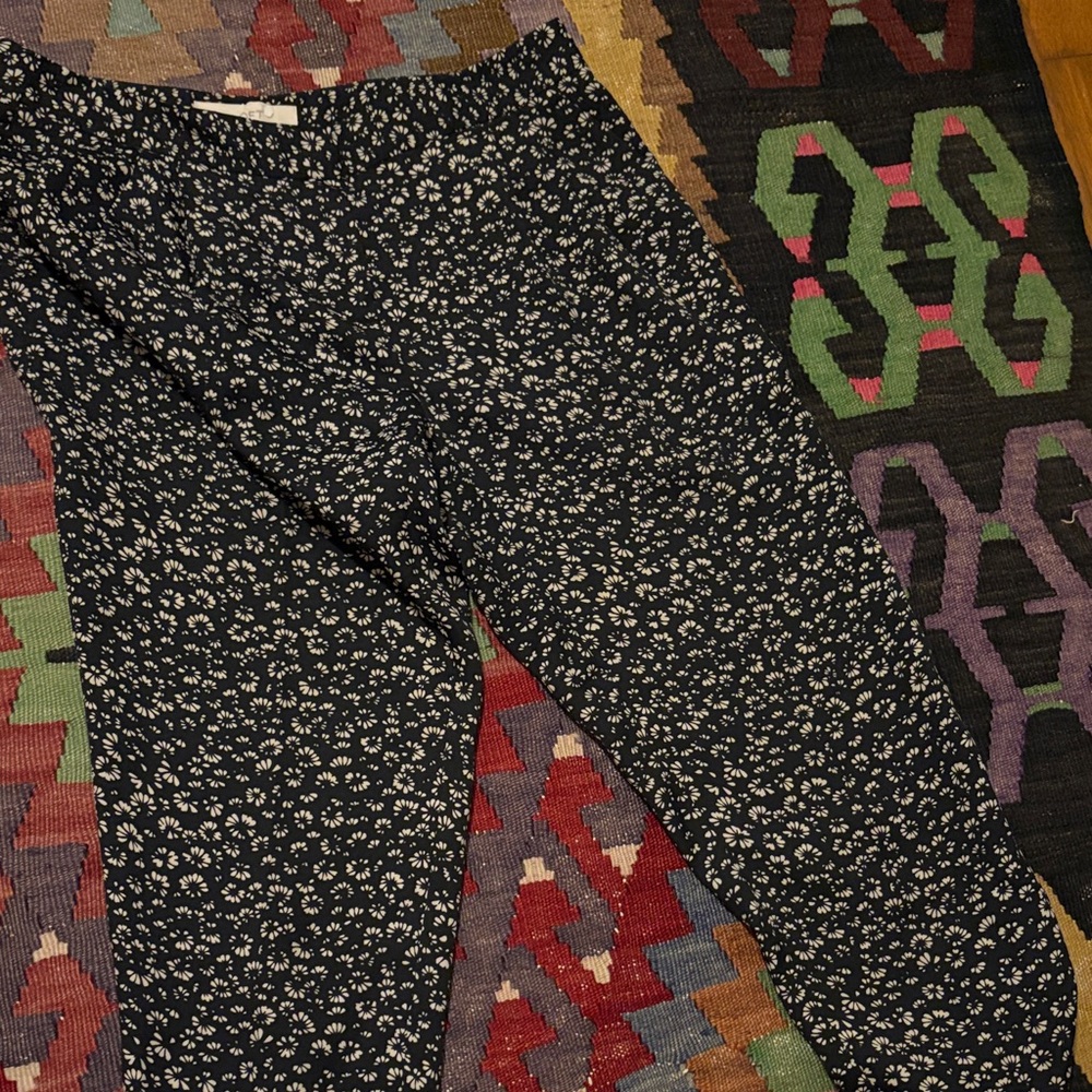 LOFT Black and White Floral Pants